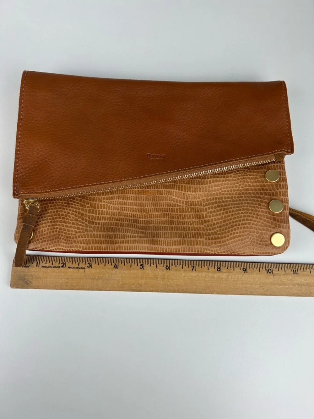 HAMMITT DILLON LOS ANGELES DILLON ARCHES HENNA LEATHER CROSSBODY CLUTCH MEDIUM